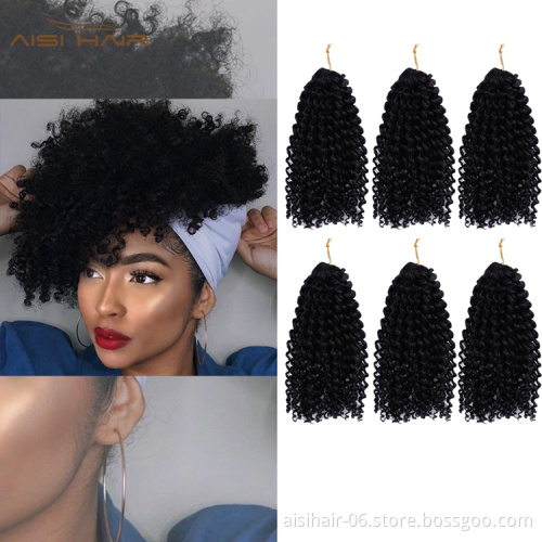 Aisi Hair Hot Selling Cheap Black High Temperature Fiber For Black Women Marly Bob Synthetic Crochet Braiding Hair Extensions